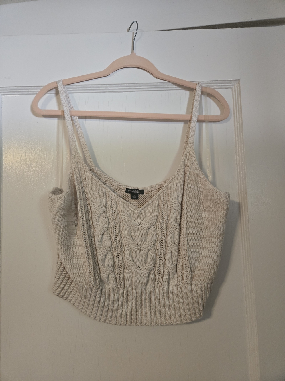 wild fable Ivory Cable-Knit Cropped Camisole